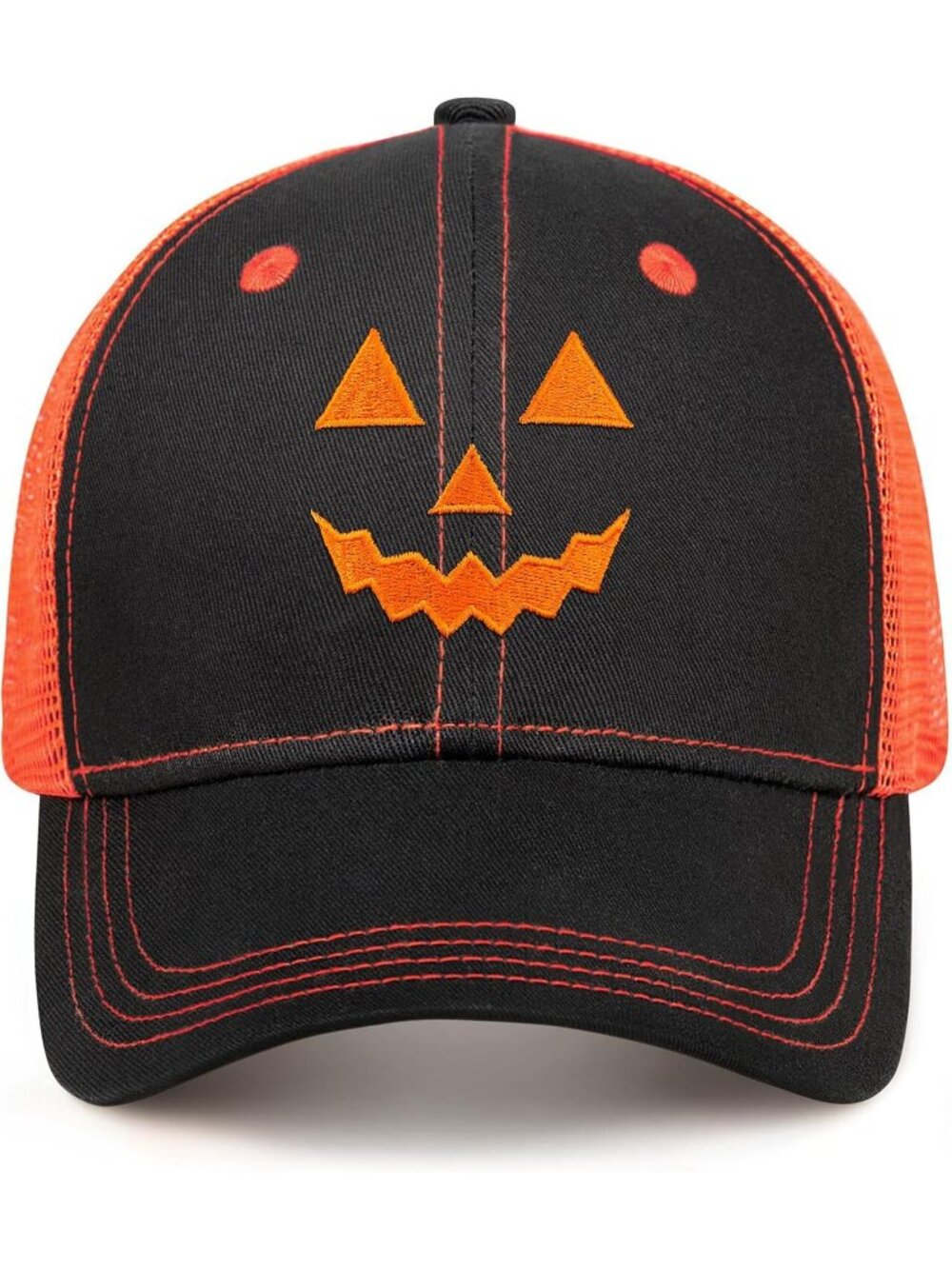 🎃 Unisex Halloween Black Orange Trucker Embroidered Adjustable Baseball Caps